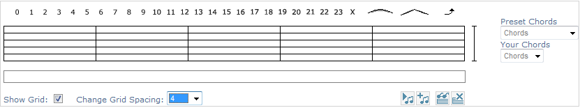 Tablature Grid Spacing Set To 4 Beats Per Bar